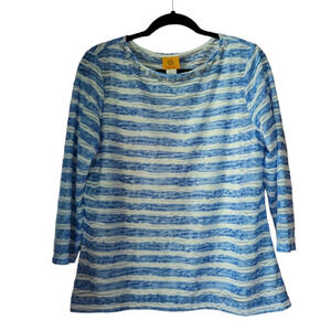 Ruby Rd. Sheer Fully Lined Striped 3/4 Sleeve Blouse With Bead Embellishment